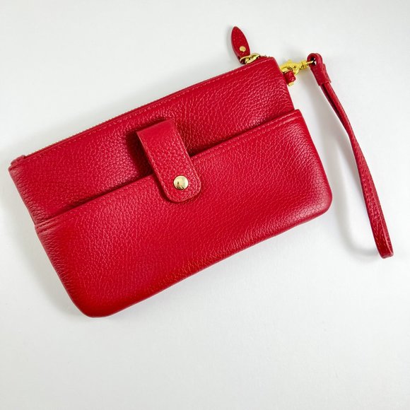 Genuine Leather Lodis Red Zipper Wristlet - Picture 2 of 13